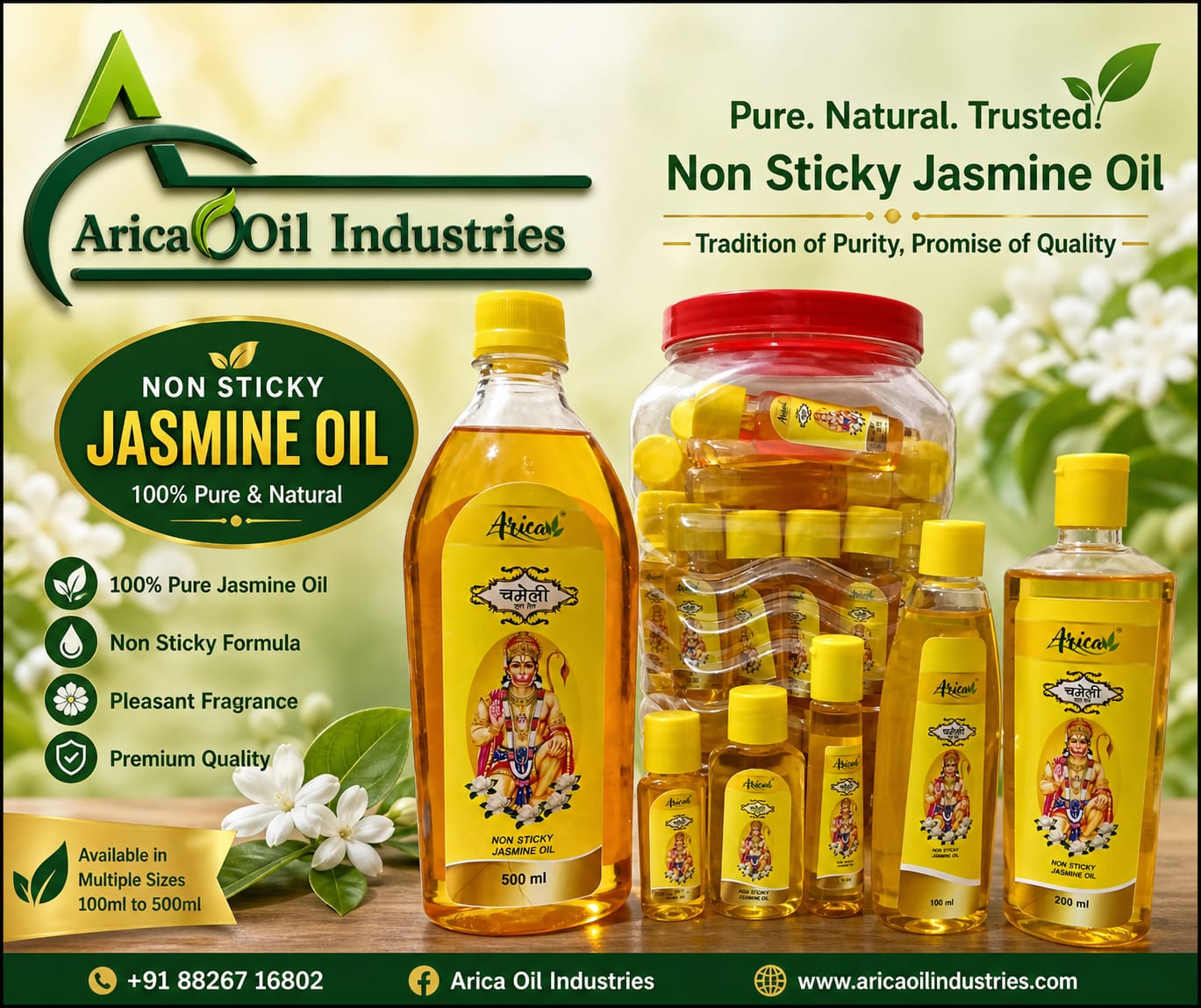 Arica Non Sticky Jasmine Oil range